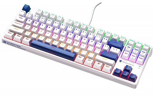 Machenike K500-B87 White/Blue Wired Gaming Keyboard 87 Blue Switch Keys